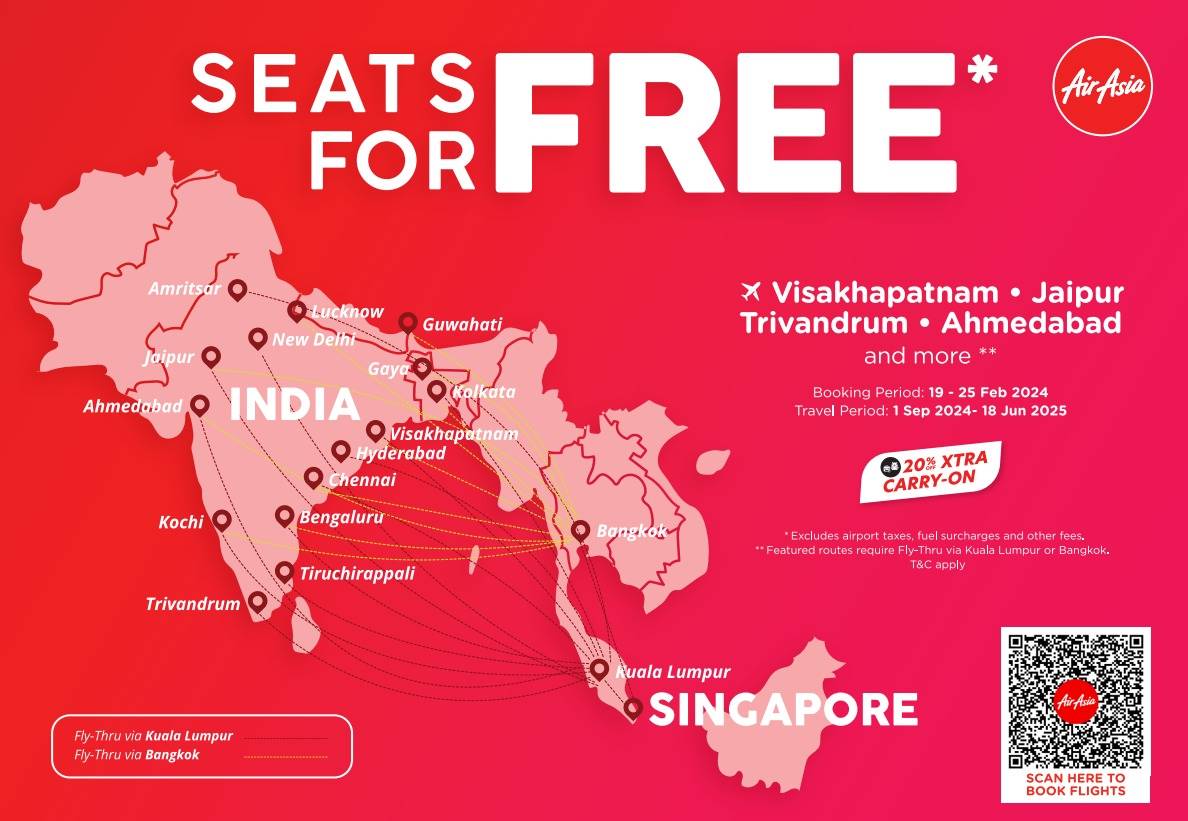 AirAsia Enhances Connectivity Between Singapore and 12 Cities in India