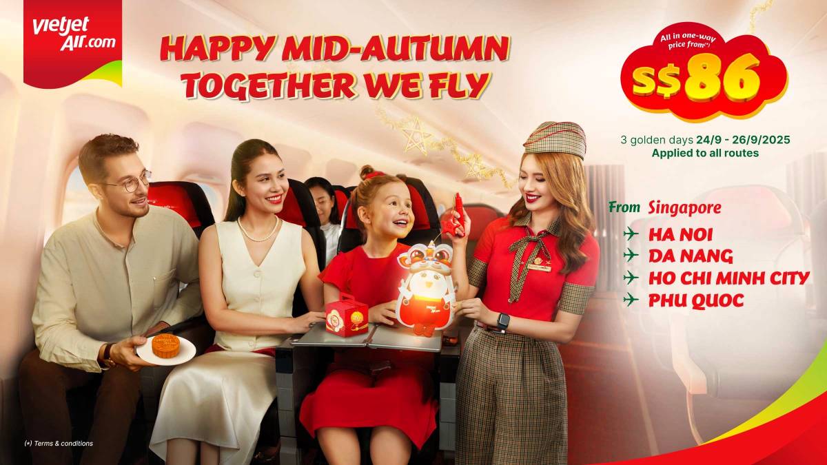 Vietjet Celebrates Mid-Autumn with Fares From SGD86 on Singapore–Vietnam Routes 