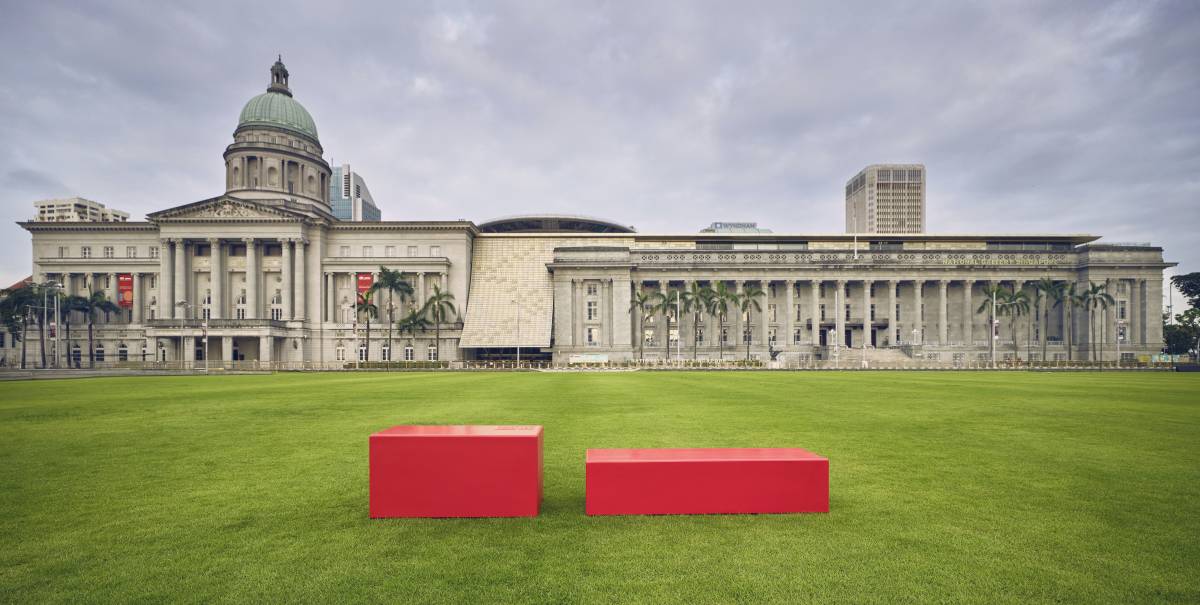 Ten Red Benches Appear Across Singapore – Shaped from National Gallery Singapore’s Logo