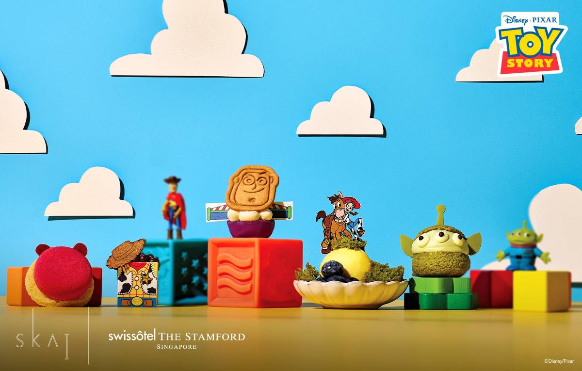 A Toy Story‑inspired high tea at SKAI, perched on the 70th floor of Swissotel The Stamford