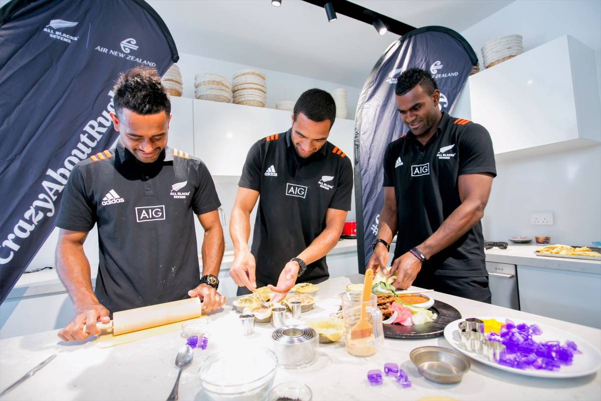 All Blacks Sevens put culinary skills to the test in Air New Zealand cook-off